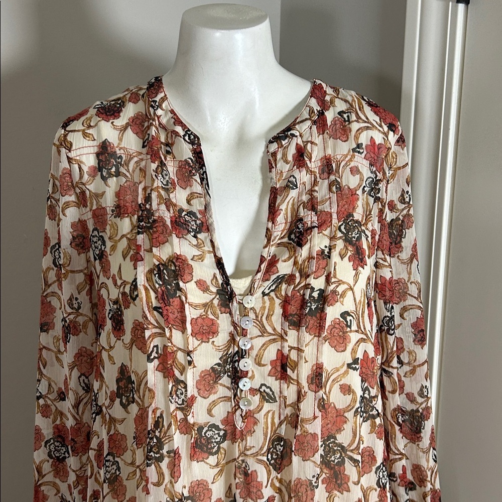 Free People See It Through Pleated Front Dress Maxi Tea Combo Lined Fall Sz S - Picture 5 of 12
